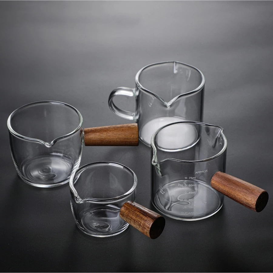 Wood Handle Glass Measuring Cup