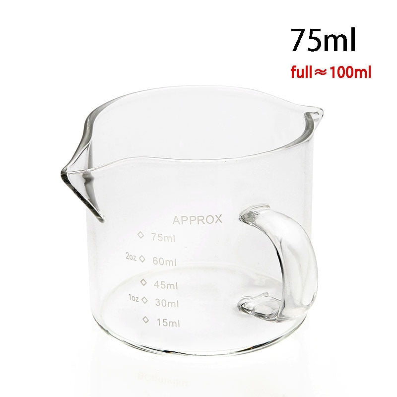 Wood Handle Glass Espresso Measuring Cup