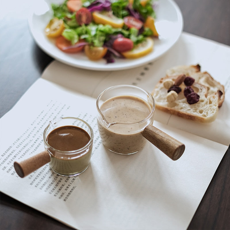 Wood Handle Glass Measuring Cup