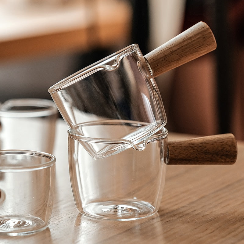 Wood Handle Glass Measuring Cup